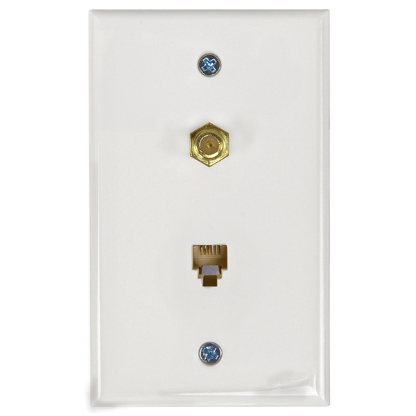 Telephone and Coaxial Connector Wall Plate